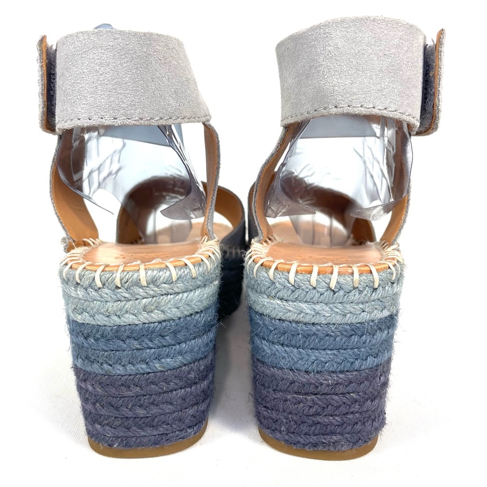 Frye & Co Blue Suede Espadrille Wedge Sandals Ankle Strap Womens 9 - Picture 5 of 10